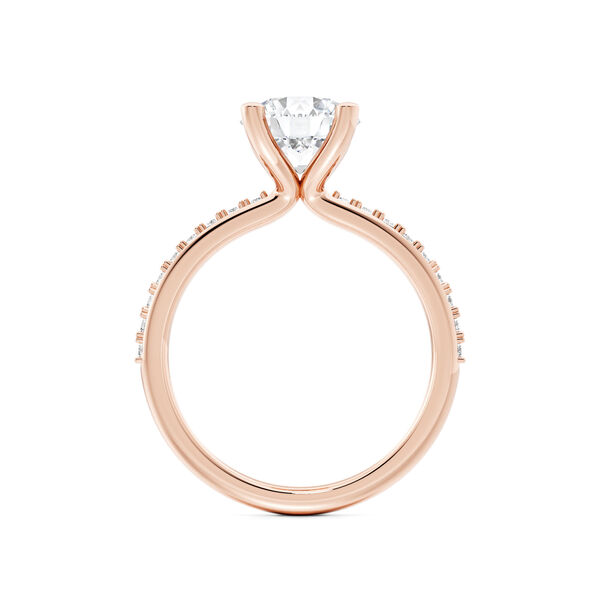 Rose Gold Round Solitaire Diamond Engagement Ring with Diamond Band